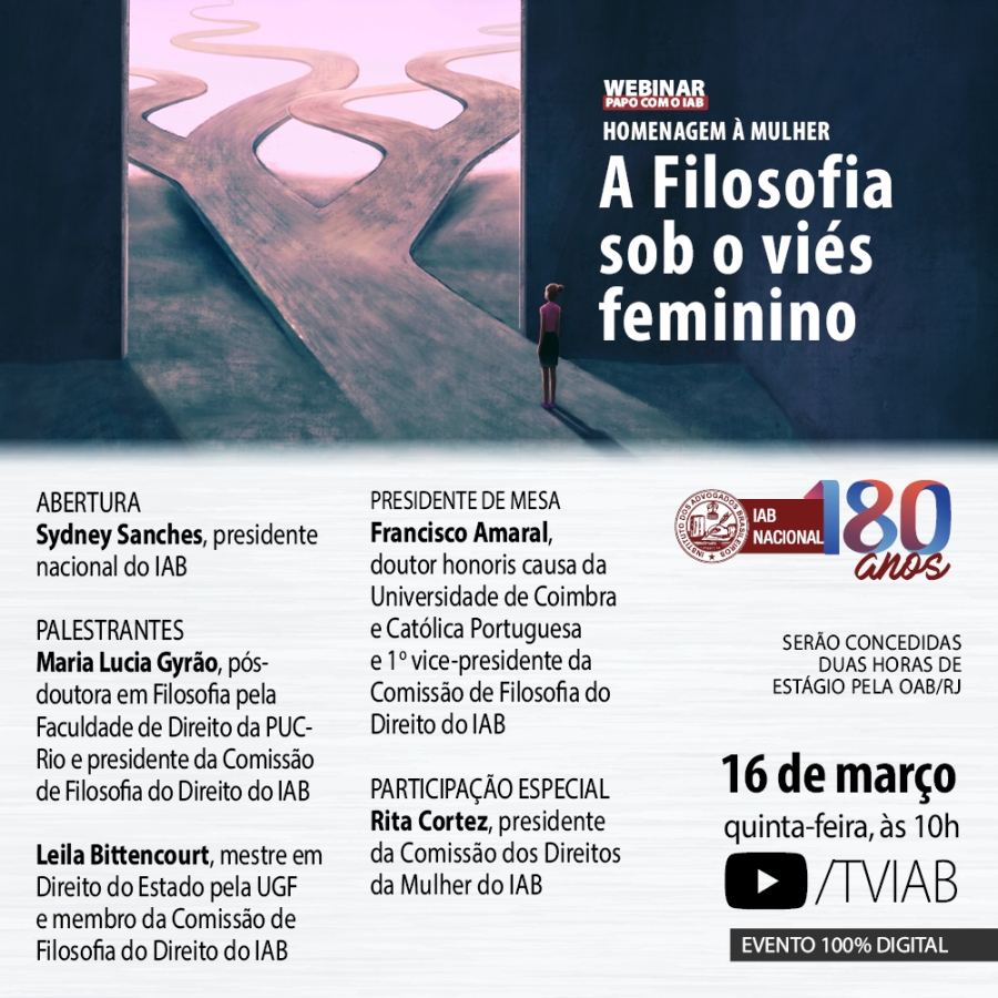 A Filosofia sob o viés feminino' será tema de debate no Instituto dos  Advogados - IAB