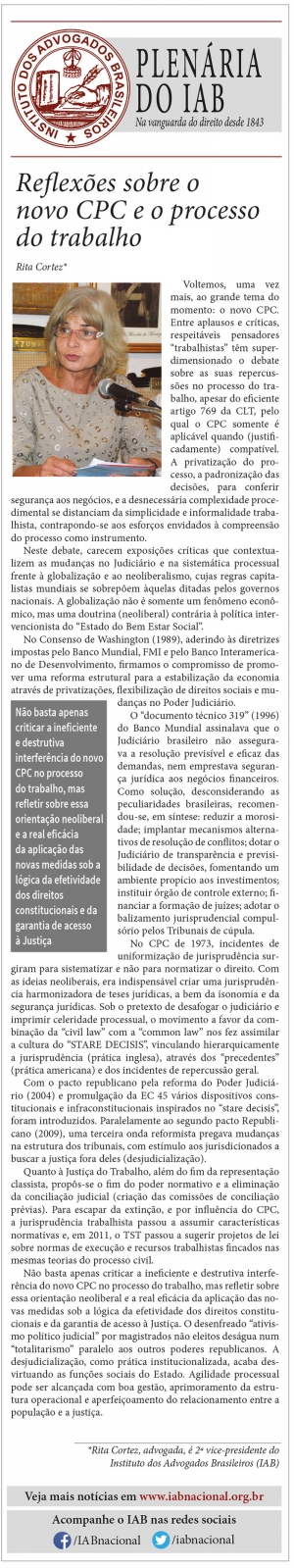 Reflexões sobre o novo CPC e o processo do Trabalho